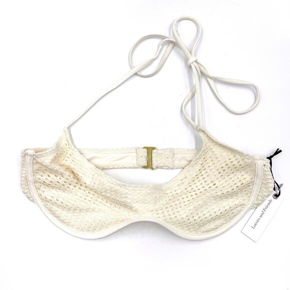 Lovers & Friends Here with You Bikini‎ Top Cream Crochet Underwire Swimsuit Sz L - Picture 4 of 9